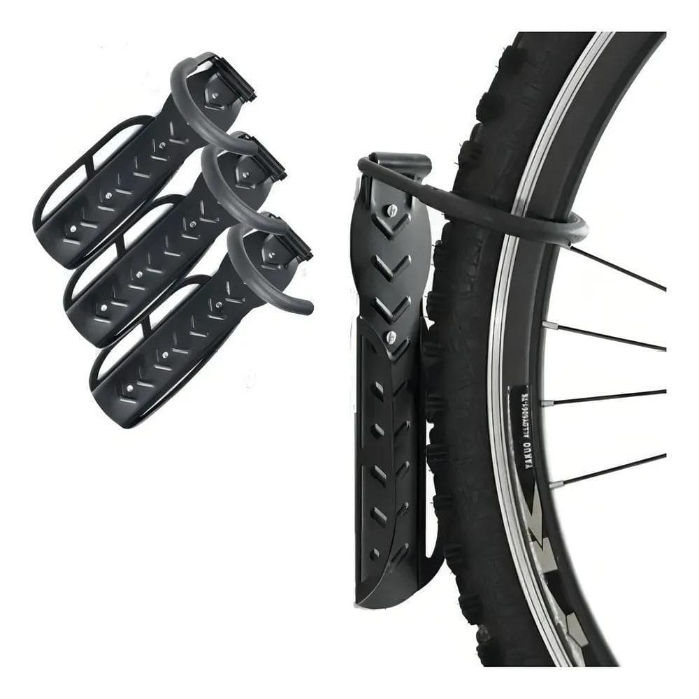 3X Galera Da Bike Gancho Parede Kit 3 Unidades Cor Preto