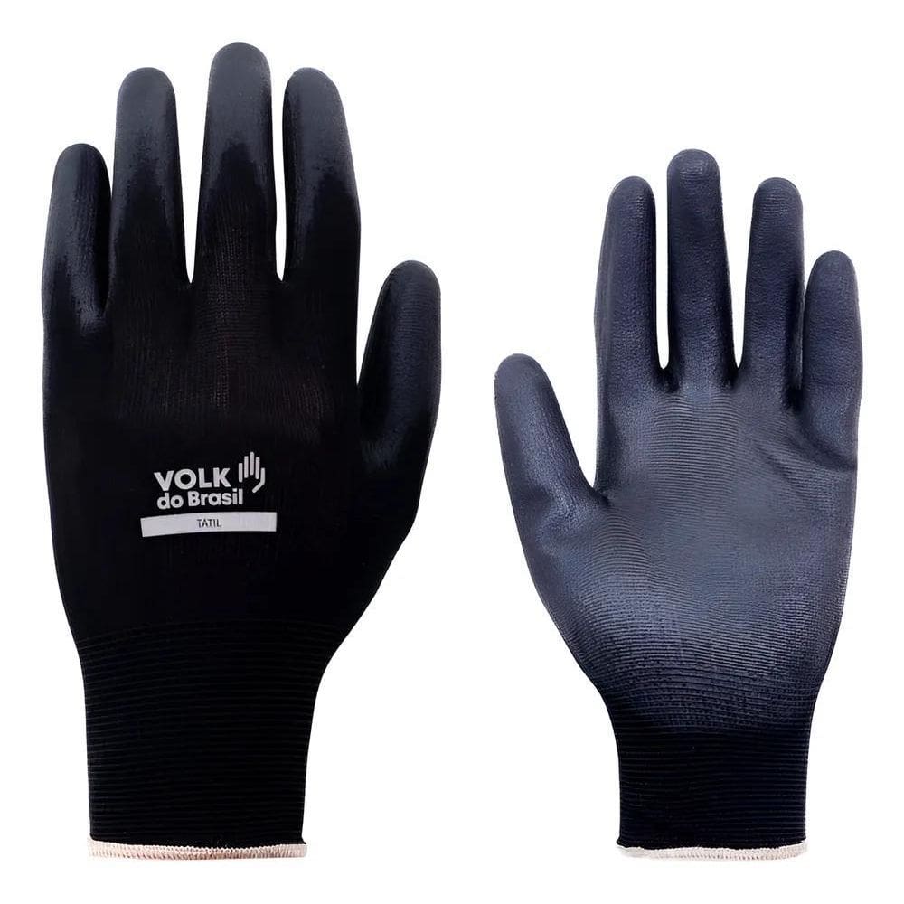 3X Luva De Nylon Pu Multiuso Tátil Preta Para Serviços Gerai
