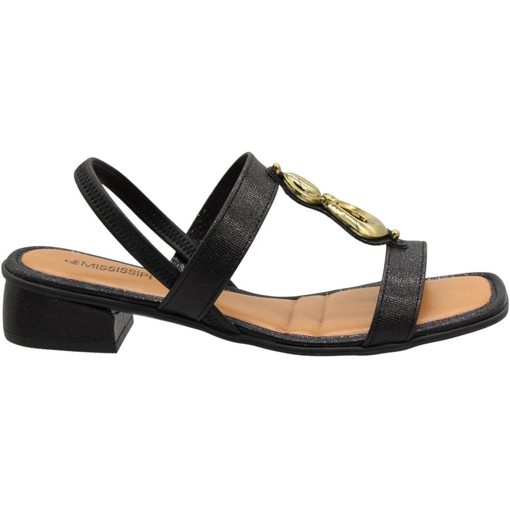 Sandália Salto Baixo Mississipi Adorno Metálico Feminina