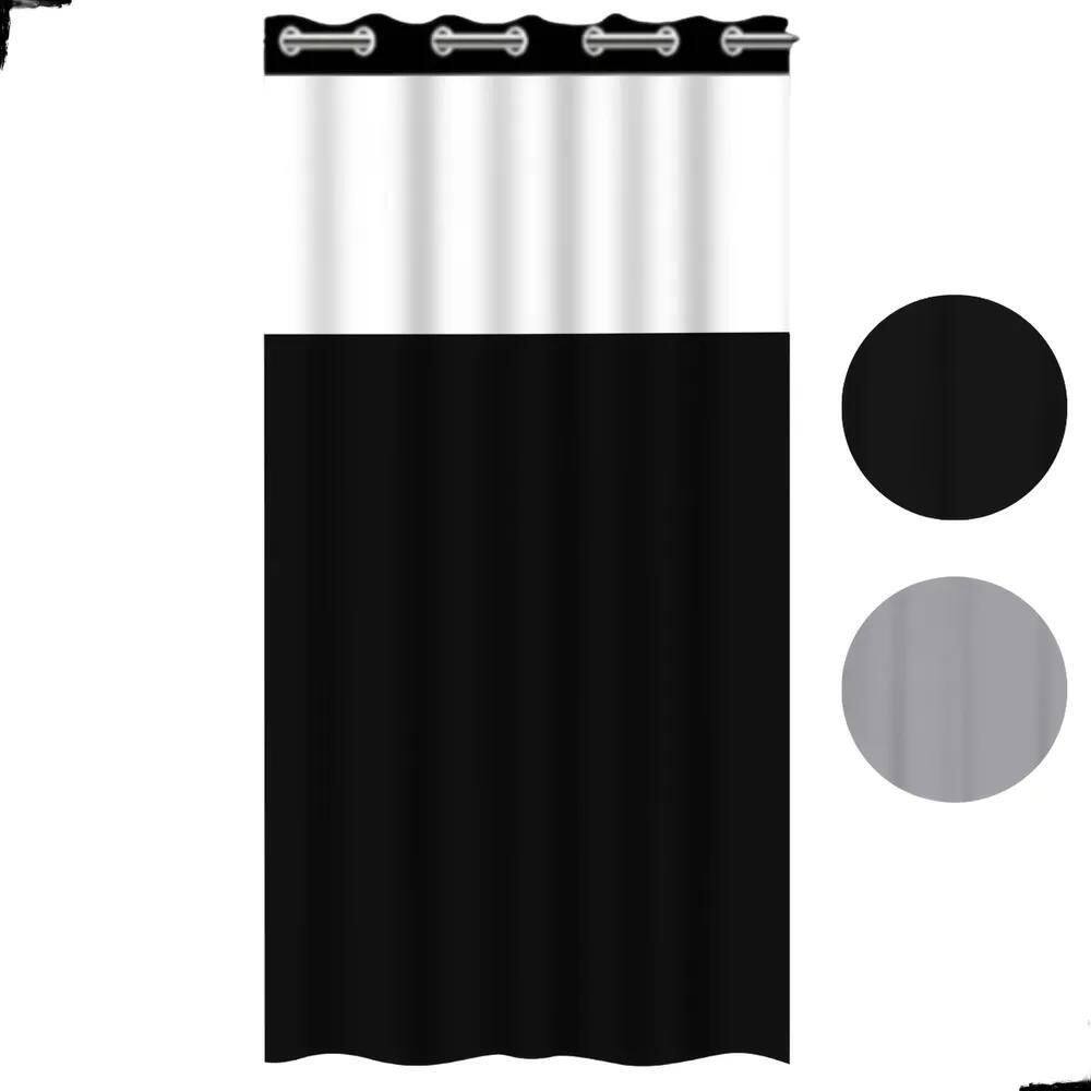 3X Cortina De Banheiro Box Com Visor Pvc Impermeável Grossa