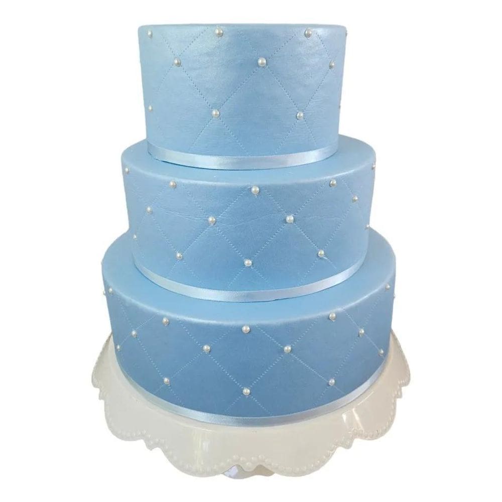 3X Bolo Fake Maquete Aniversario Perola Casamento Branco