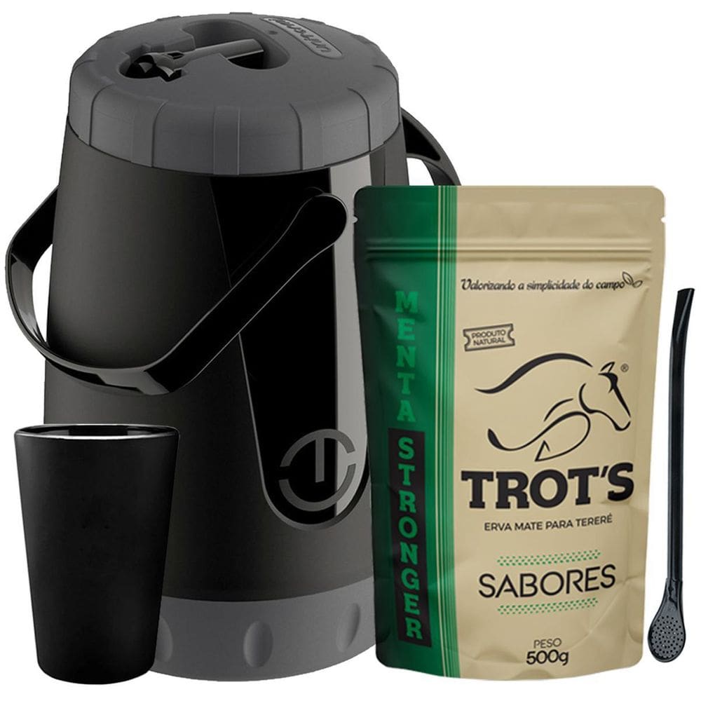 Kit Tereré Trot`S Garrafa Cuia Bomba E Erva Menta Stronger