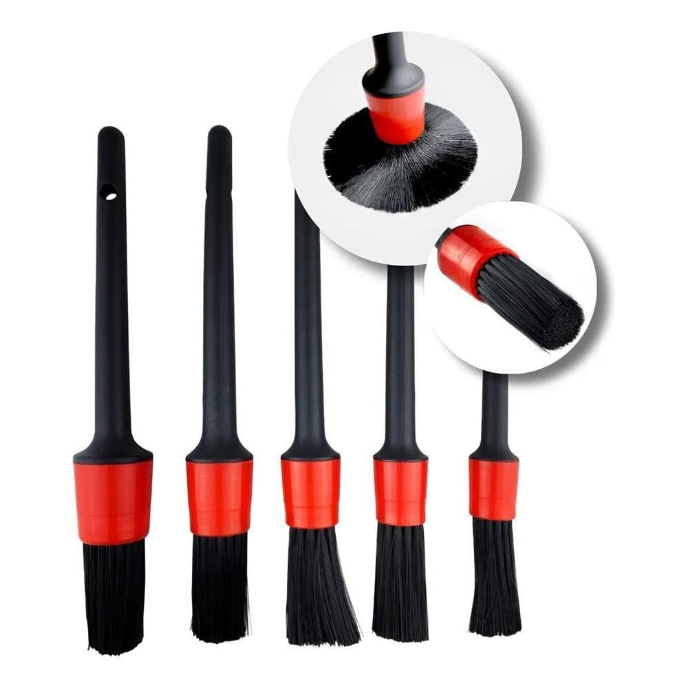 3X Kit 5 Pincel Para Detalhamento Lavação Automotivos Motos