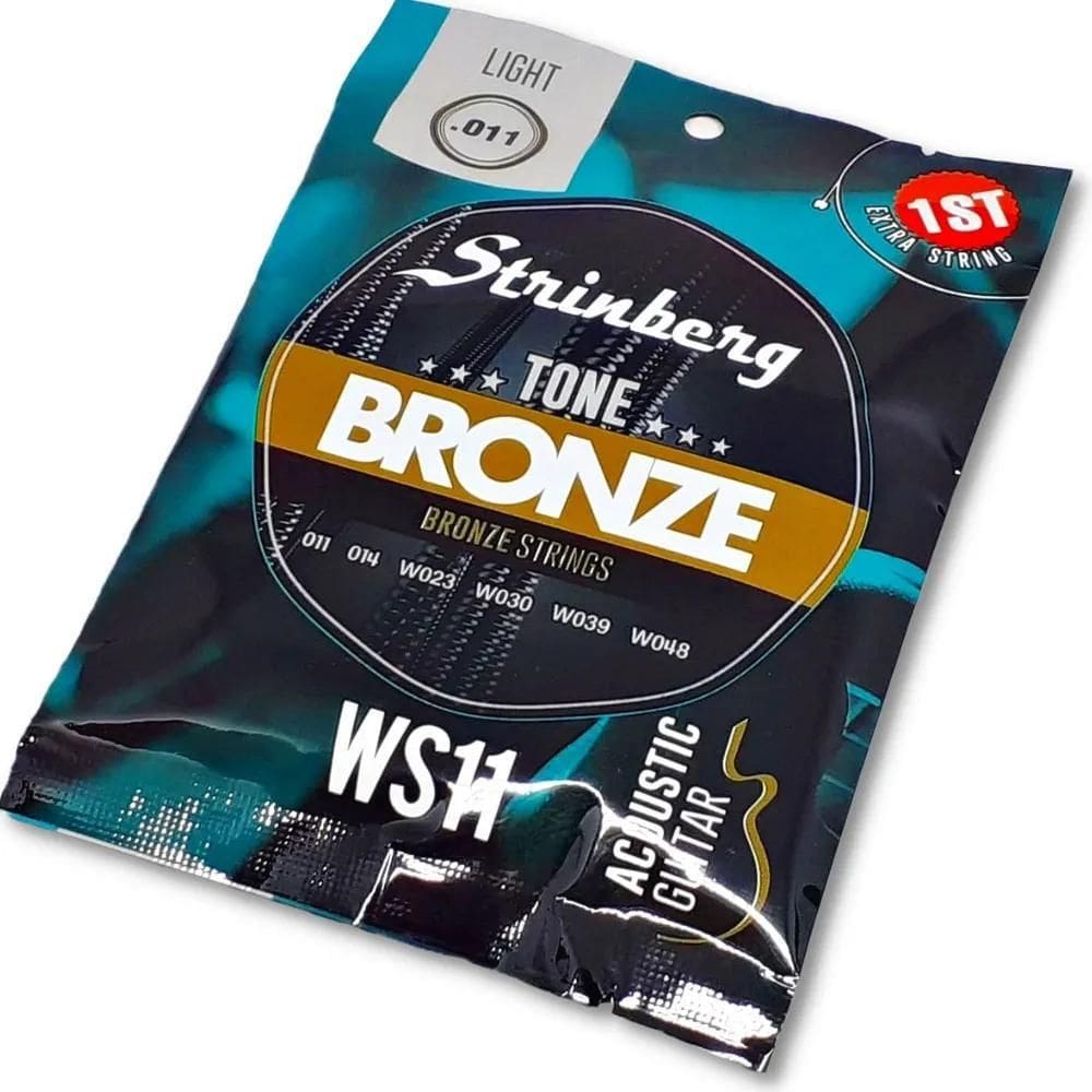 3X Encordoamento Cordas Violão Aço Strinberg 010 011 012 Bro