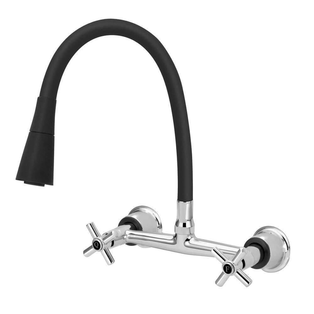 Torneira Misturador Gourmet Cozinha Flexível Preto Parede