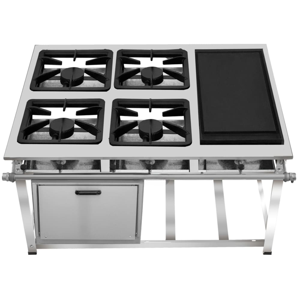 Fogão Industrial 4 Bocas com Chapa AP P5 com Forno Leona