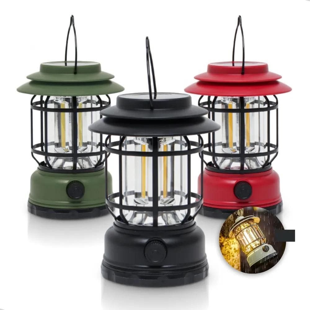3X Lampião Led Potente Recarregável 4 Em 1 Portátil Acampame