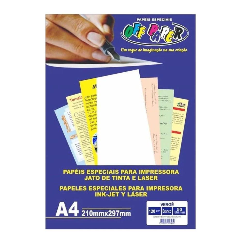 3X Papel Vergê A4 Branco 120G Off Paper 50 Folhas