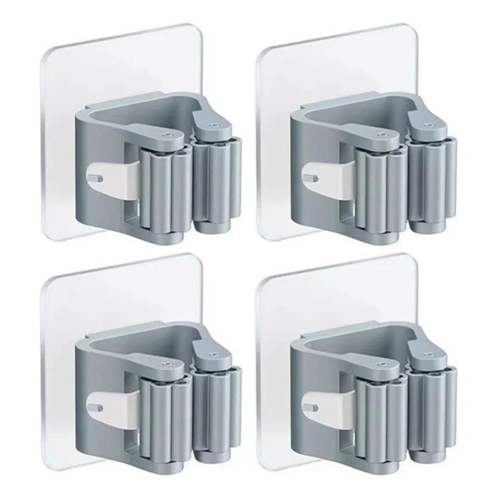 3X 4 Suportes Adesivo Gancho Para Vassoura Mop Rodo Organiza