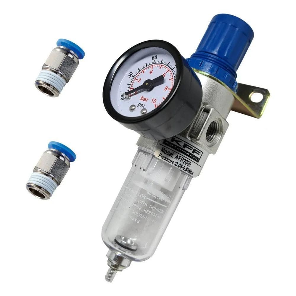 3X Filtro Regulador Ar Compressor 1/4 Completo Com Conexões
