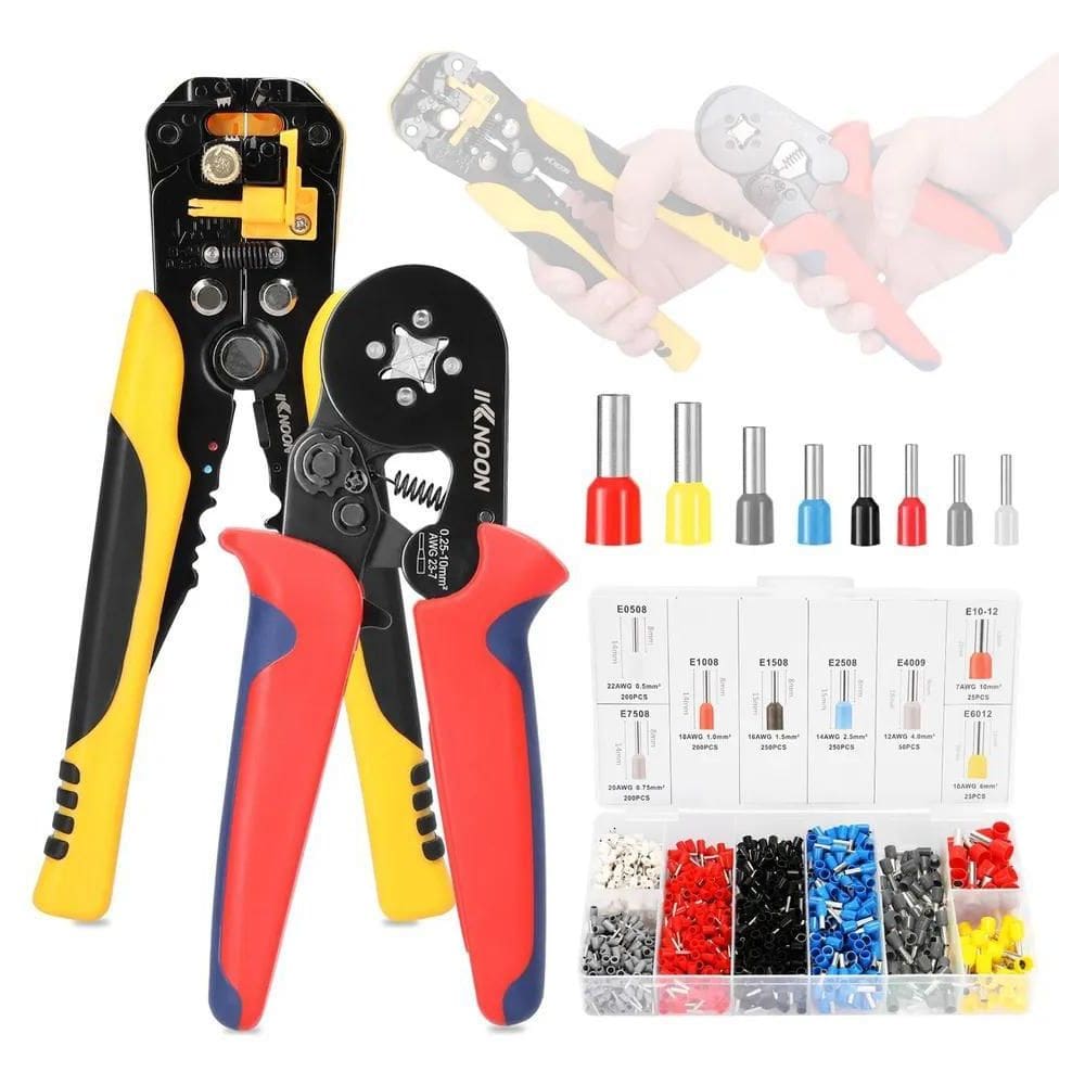 3X Kit Alicate Crimpar Descascador 1200 Terminais Ilhós Tubu