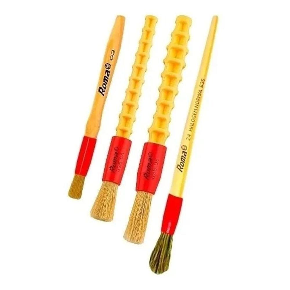 3X Kit Pinceis Detalhamento Automotivo Limpeza Pincel Roma