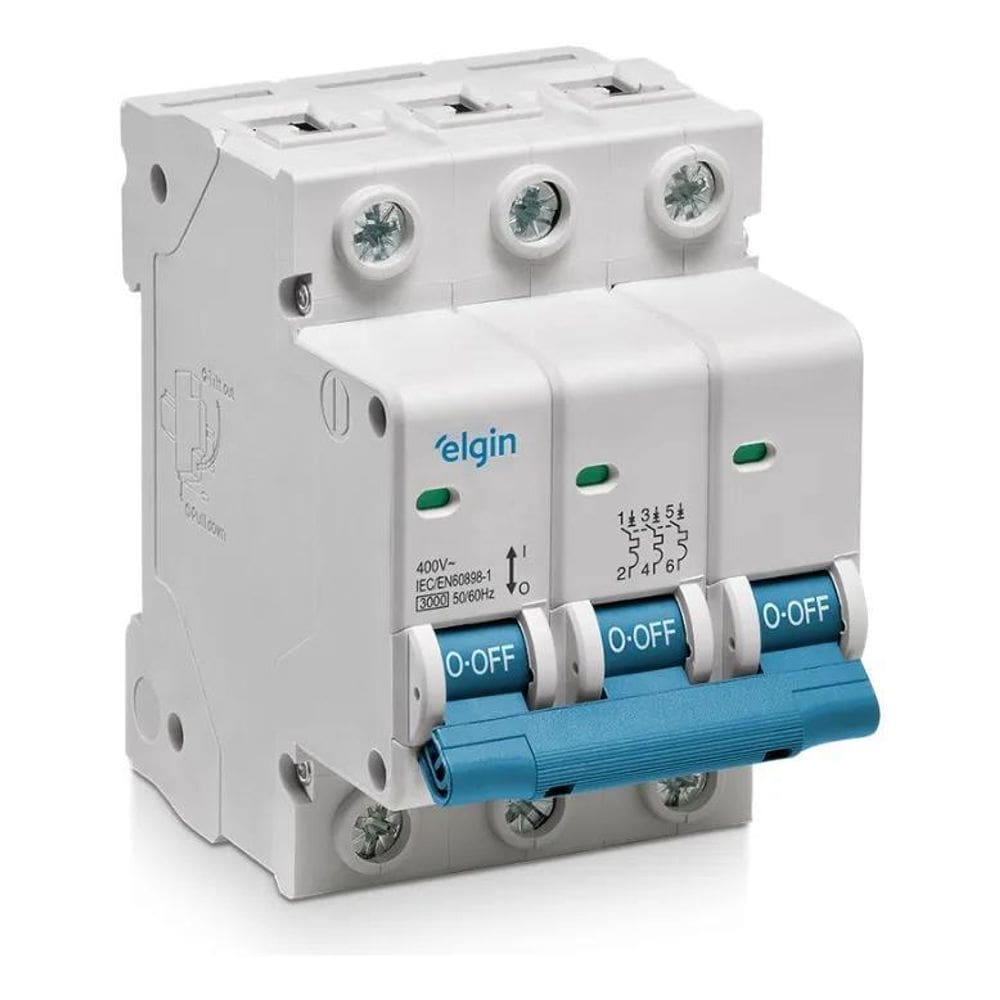 3X Disjuntor Tripolar Elgin 6A 10A 16A 20A 25A 32A 40A 50A 6