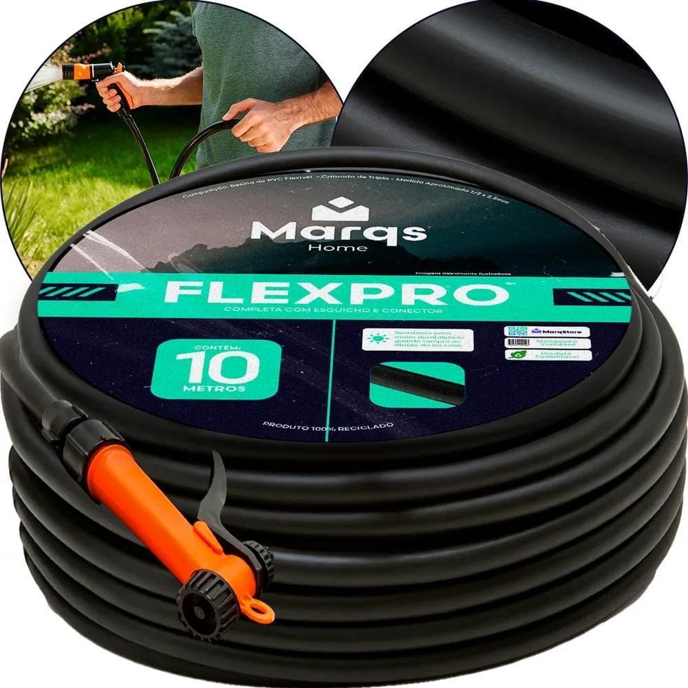 3X Mangueira Jardim 10M Metros Quintal Trançada Resistente 1
