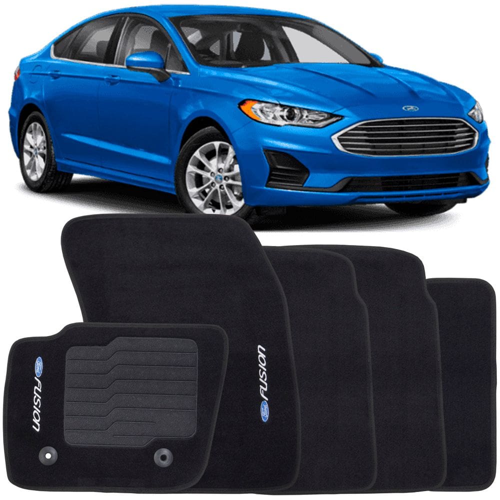 Jogo de Tapete Automotivo Carpete Ford Fusion 2013 à 2019 Soft Logo Bordado 5 Peças