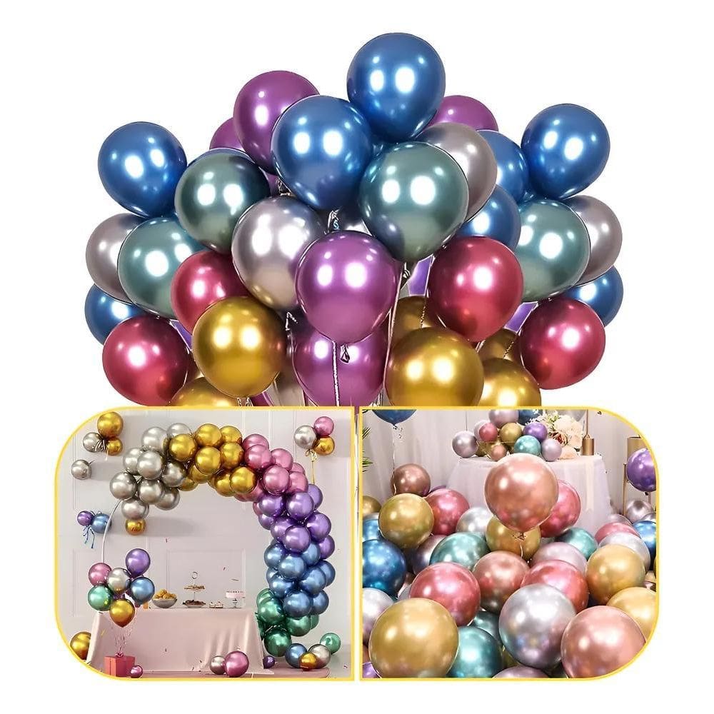 3X Balão Bexiga Metalizado 16 Polegadas - Gigante - 10 Unida
