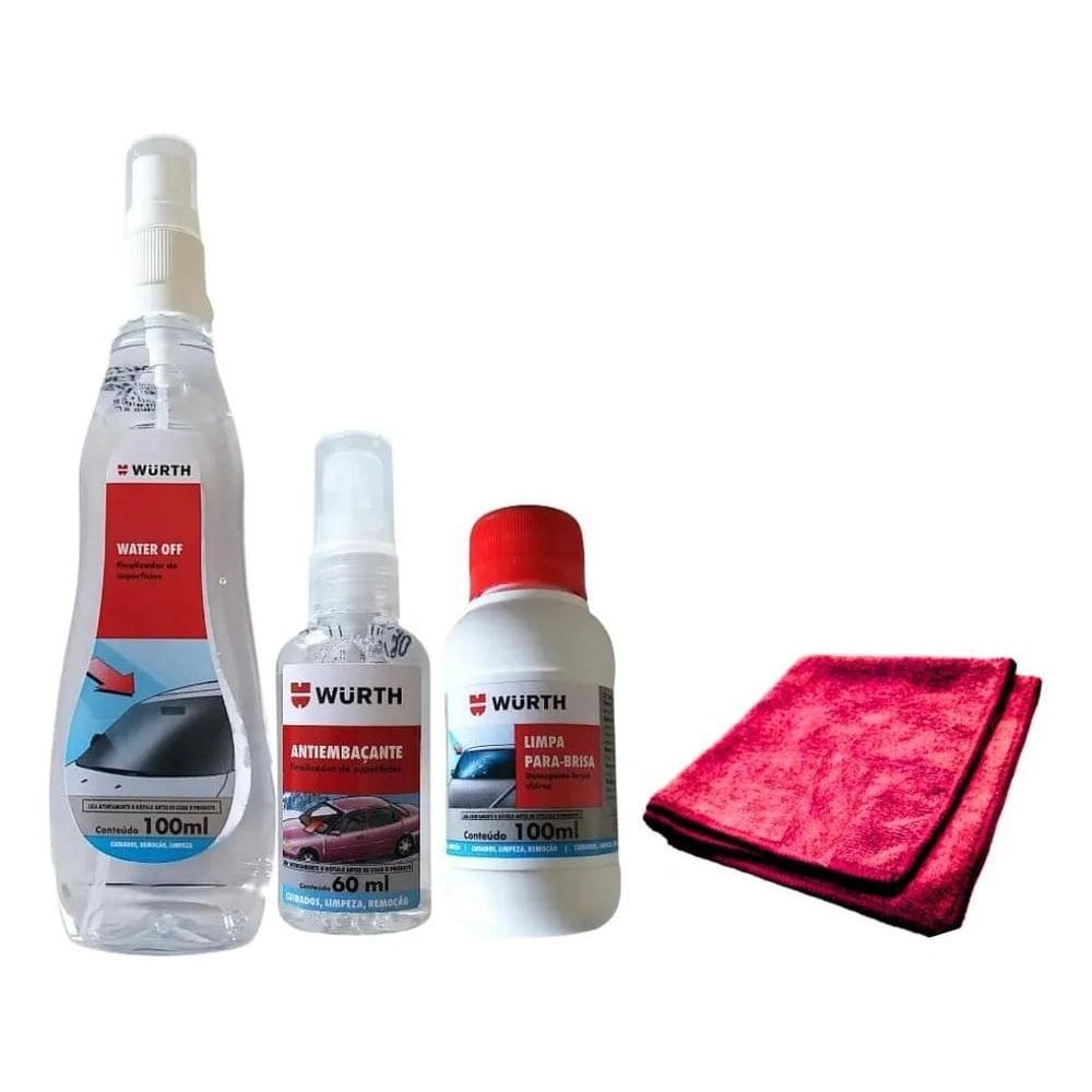3X Kit Limpa Para Brisa Cristalizador Water Off Anti Embaçan