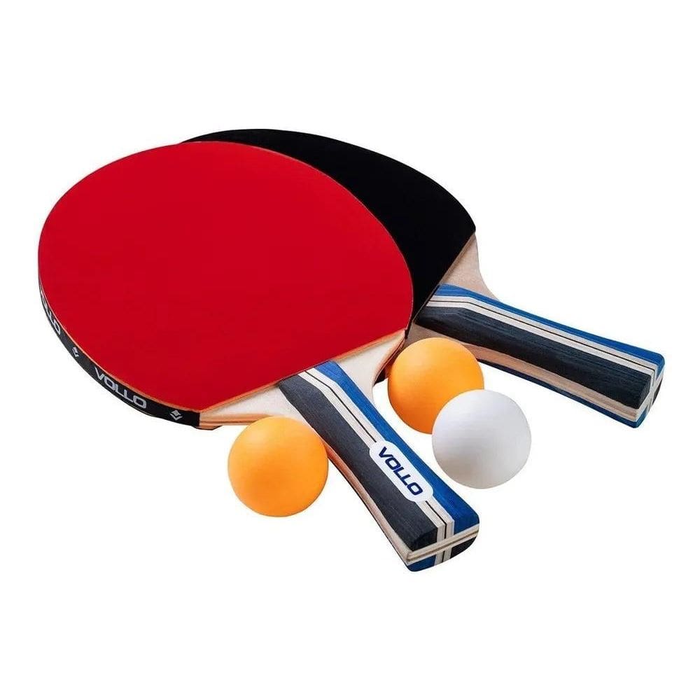 3X Kit Tênis De Mesa Ping Pong Vollo Com 2 Raquetes + 3 Bola