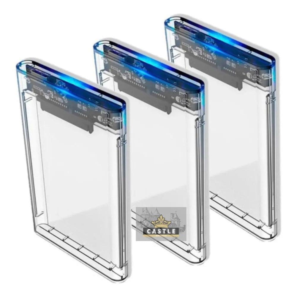 3X Kit 3 Case De Gaveta Para Hd Externo Transparente Usb 3.0