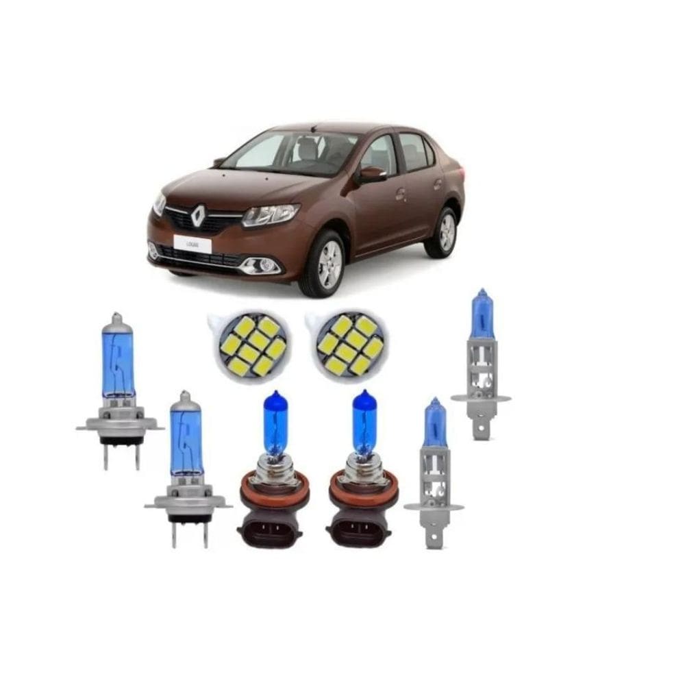 Kit Lâmpadas Super Brancas Logan 2014/2020 H7/H1/H11
