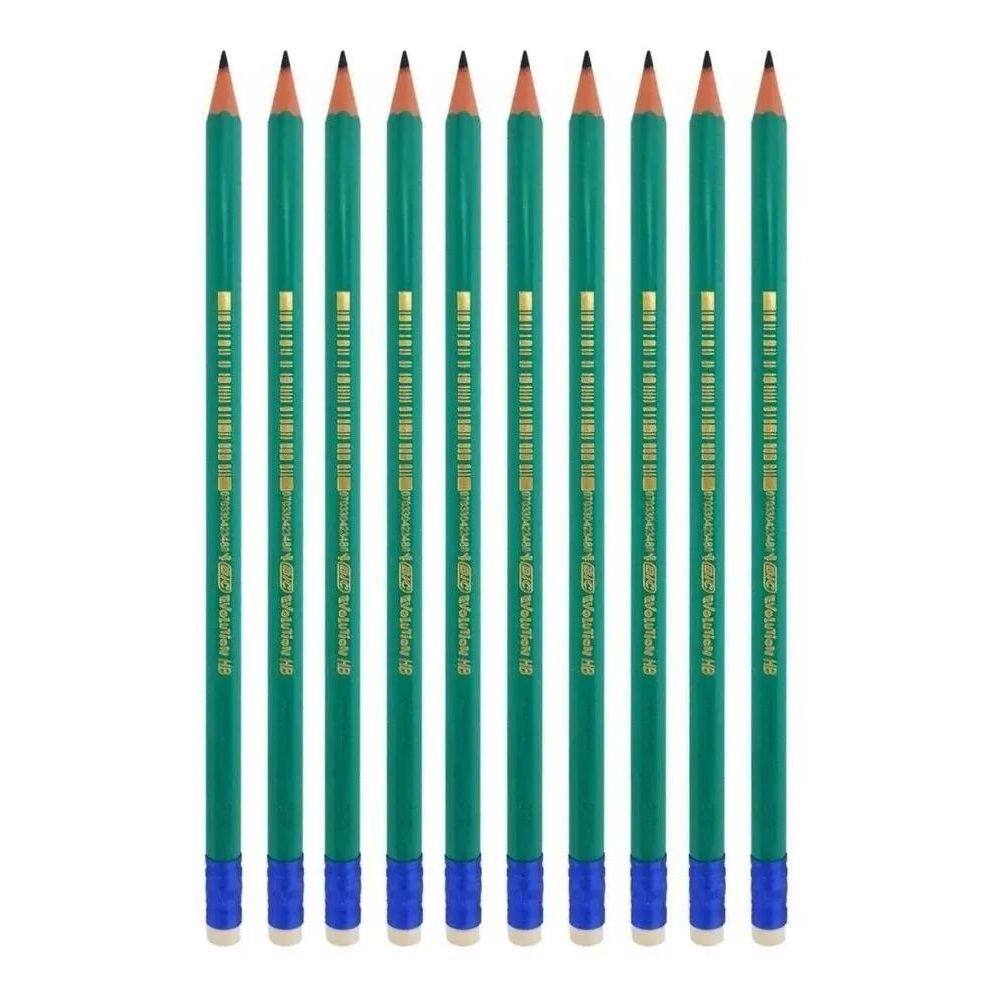 3X Lápis Preto Com Borracha 2Hb Bic Evolution Kit C/10 Unida
