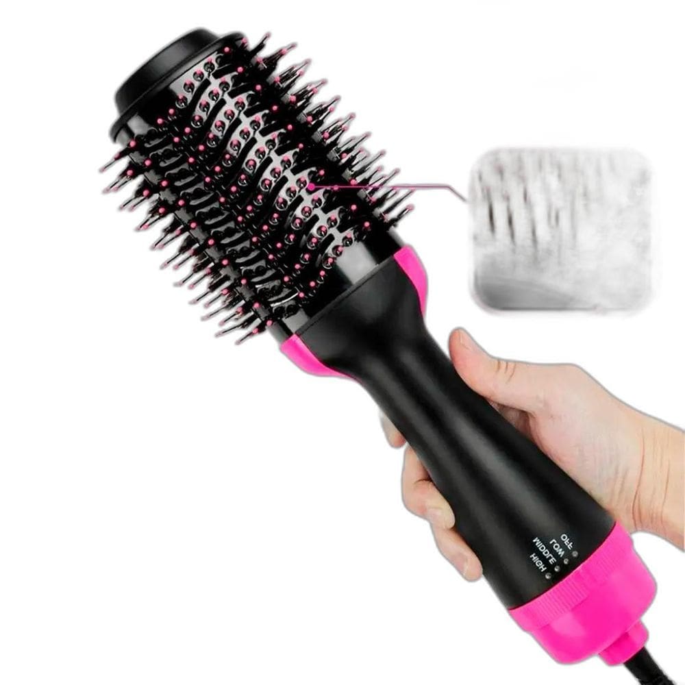 Escova De Cabelo Alisadora Elétrica Rosa E Preto