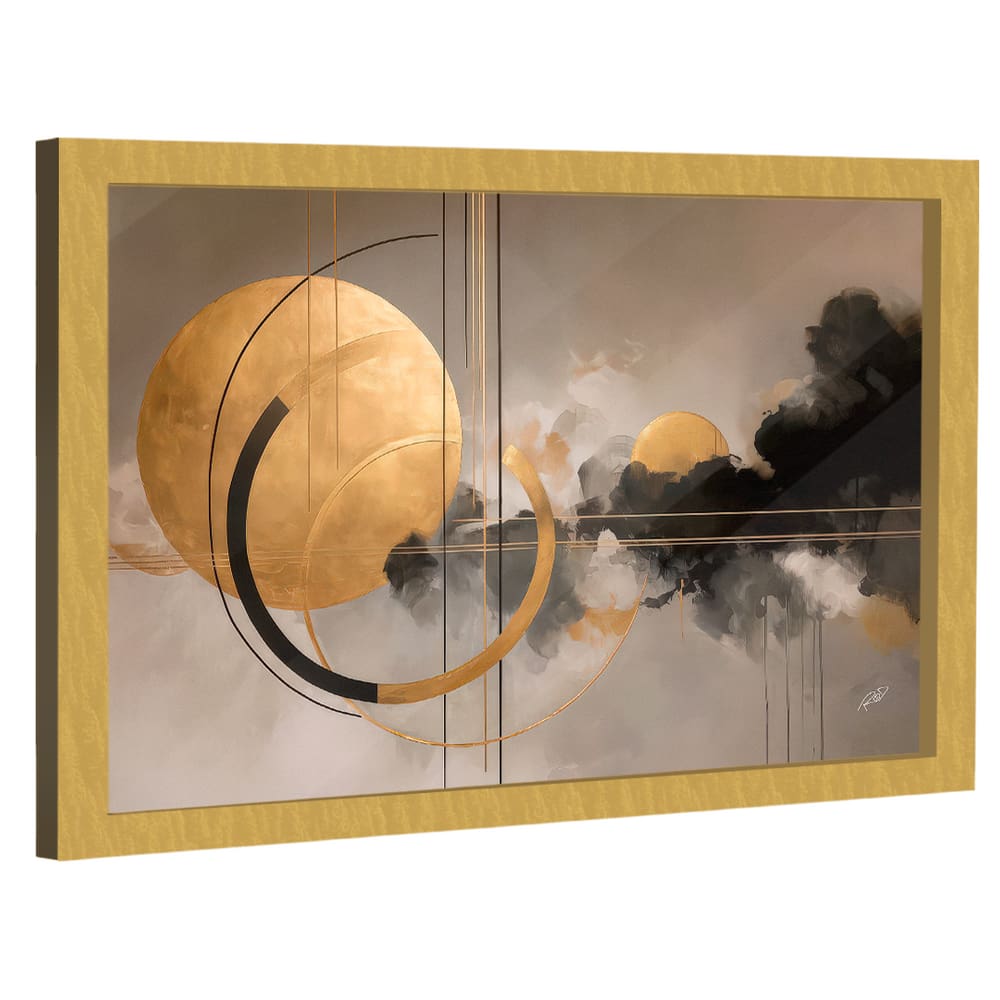 Quadro Decorativo Formas Geométricas Tons Dourados