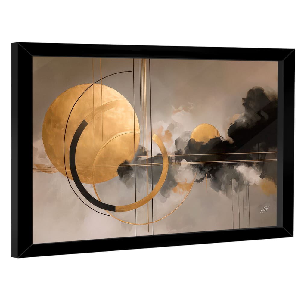 Quadro Decorativo Formas Geométricas Tons Dourados