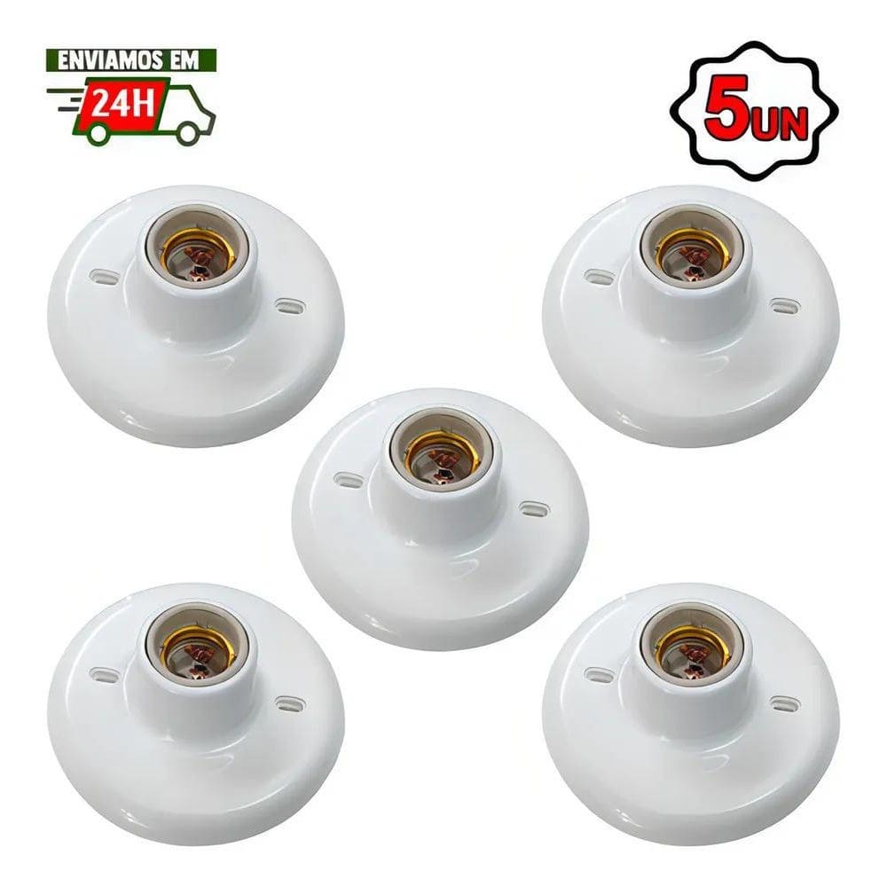3X Kit 5 Plafon Luminária Redondo Bocal Porcelana 100W Plafo