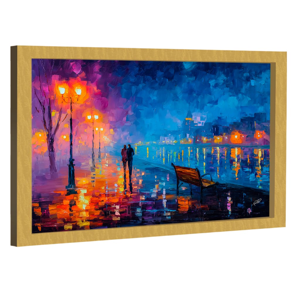 Quadro Decorativo Pintura Colorida de Casal