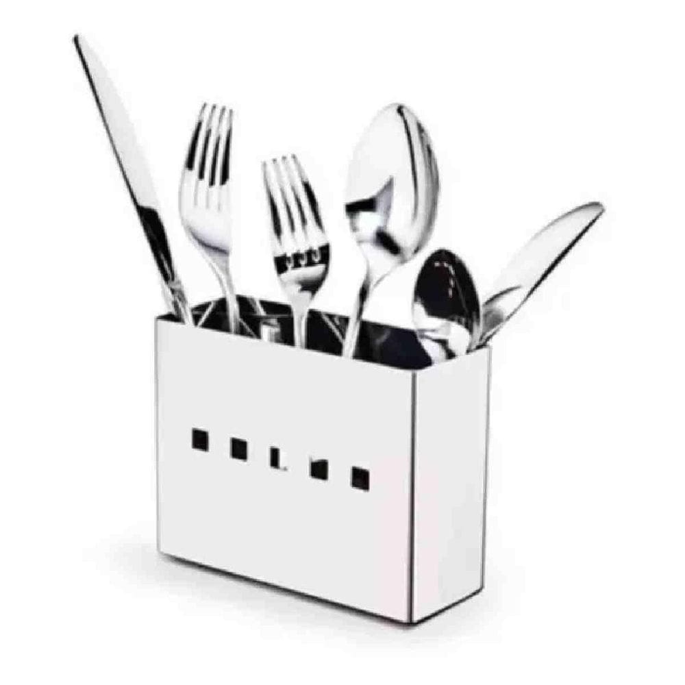 Porta Talheres Inox com Divisor 10x5cm - Durável