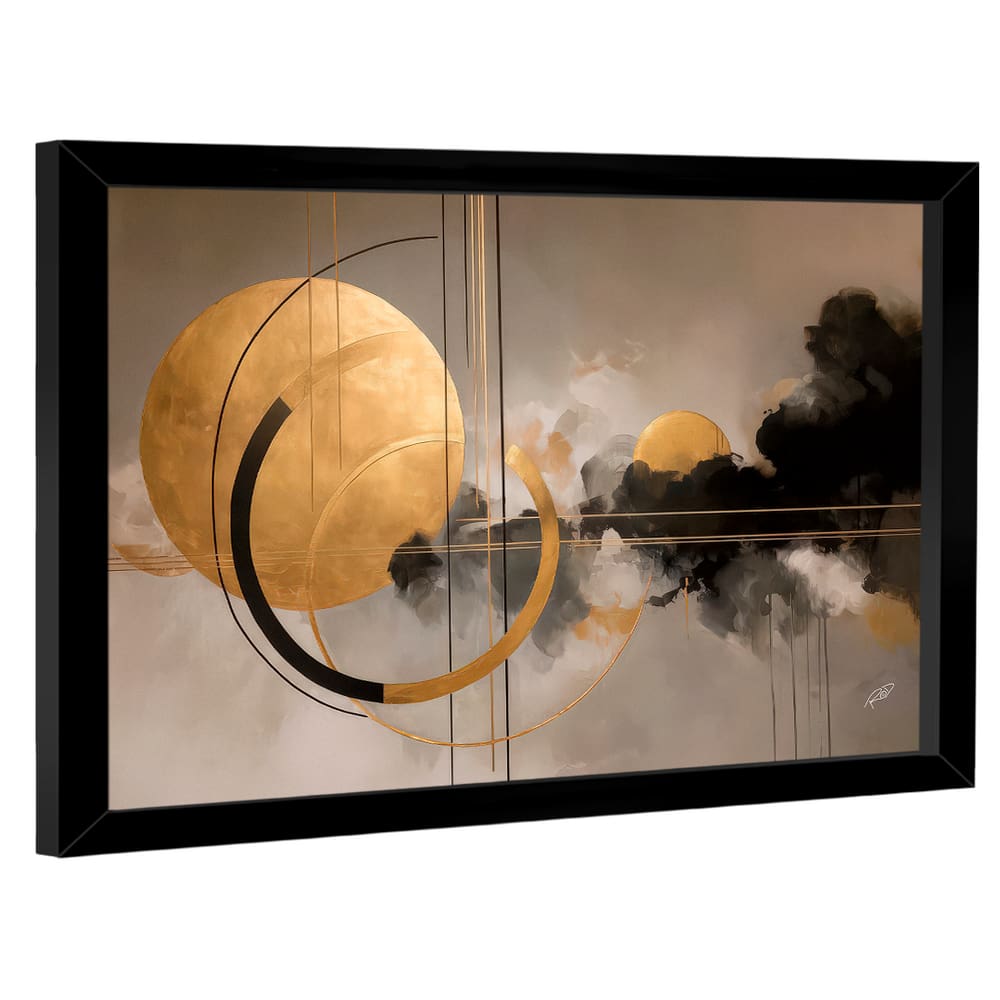 Quadro Decorativo Formas Geométricas Tons Dourados