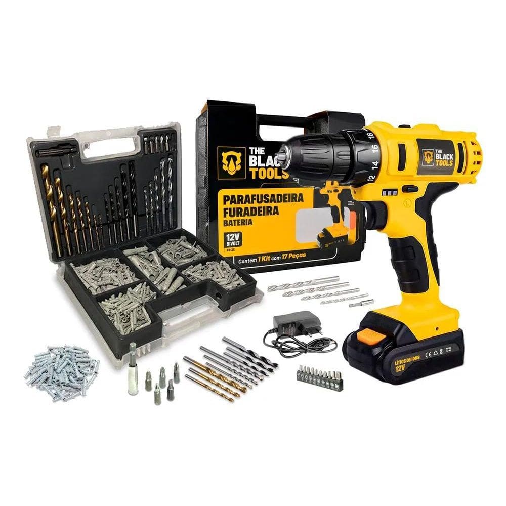 3X Parafusadeira Furadeira A Bateria Tb-12E The Black Tools