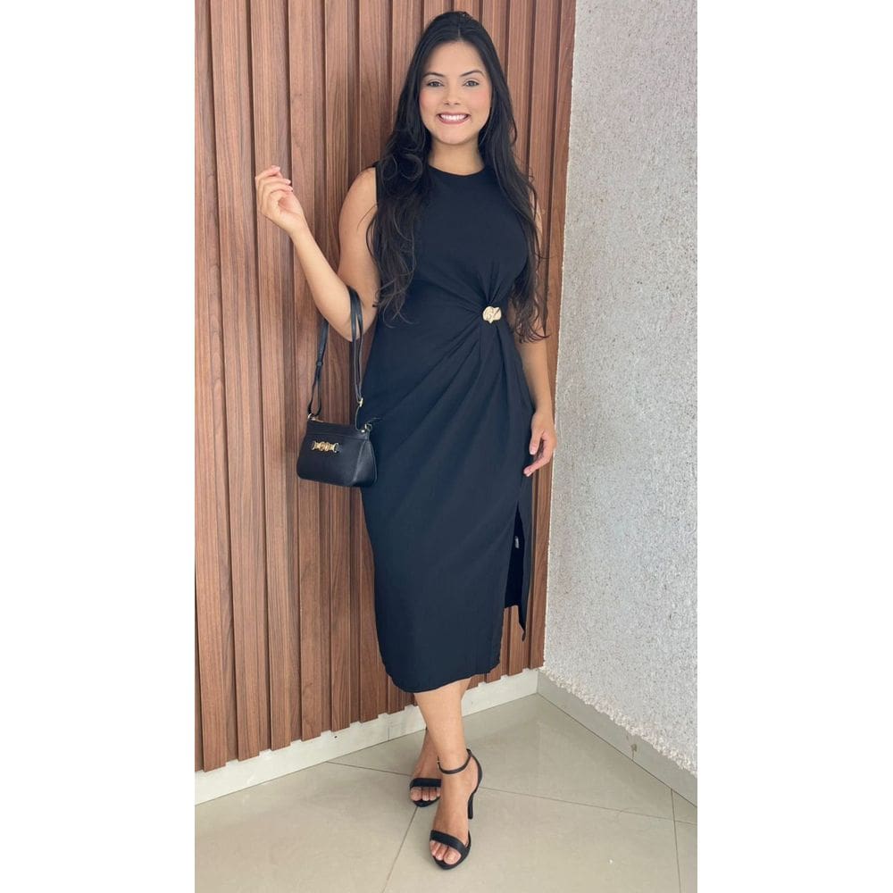 Vestido Longo Regata Fecho Ziper Nas Costa CRISCONF