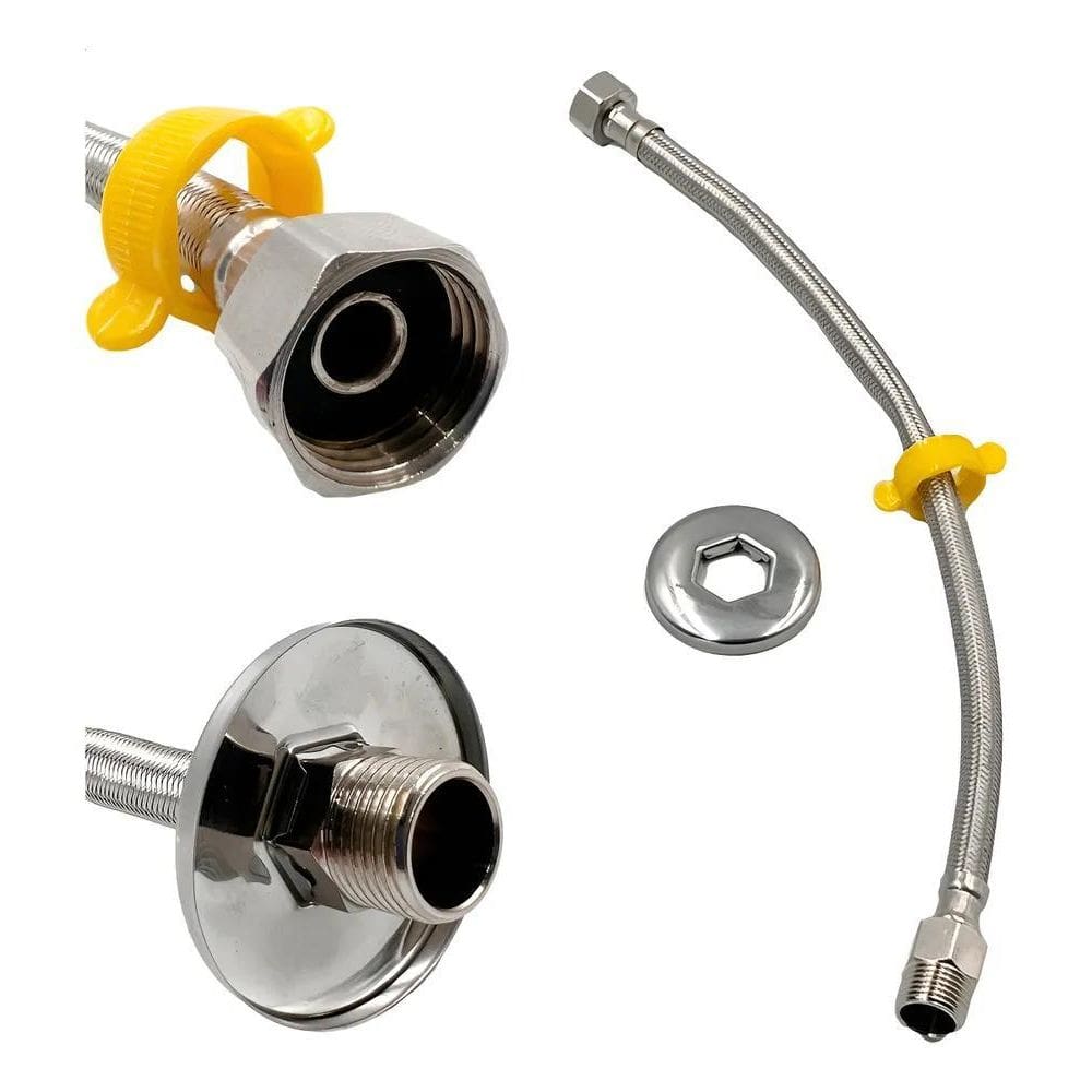 3X Engate Mangueira Flexível Trançado Aço Inox 50 Cm