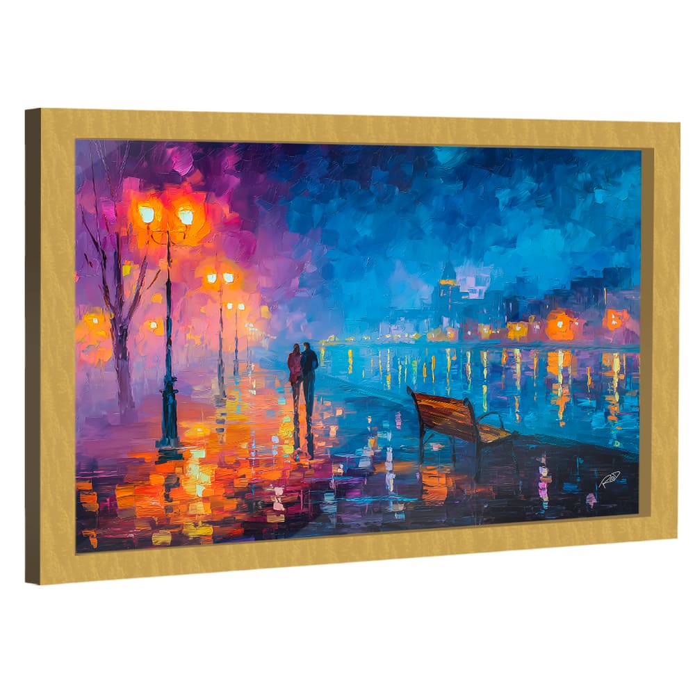 Quadro Decorativo Pintura Colorida de Casal