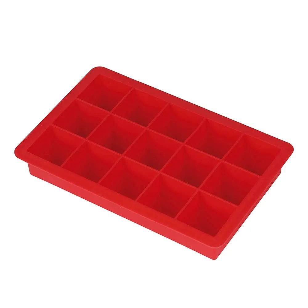 Forma de gelo em silicone 15 cubos vermelha S6014B-VM