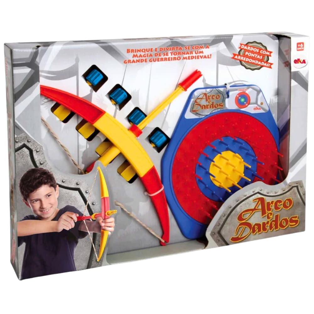 Brinquedo Infantil Lançador Medieval Arco e Dardos Elka