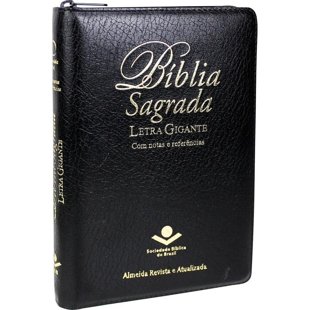 3X Bíblia Sagrada Letra Gigante Com Índice E Zíper - Couro S