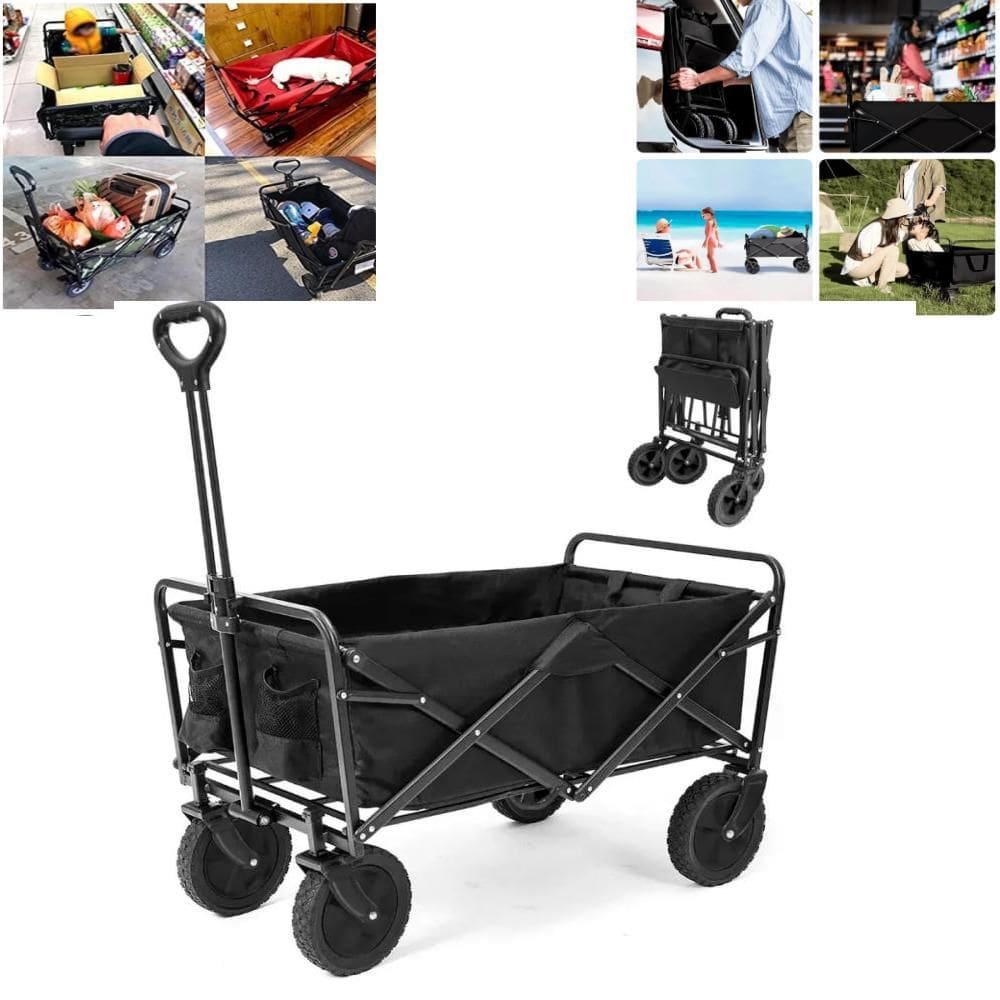 Carrinho Mao Dobravel Carga Camping Praia Transporte Multiuso 100Kg Portatil Acampamento Pesca Viagem Pacotes