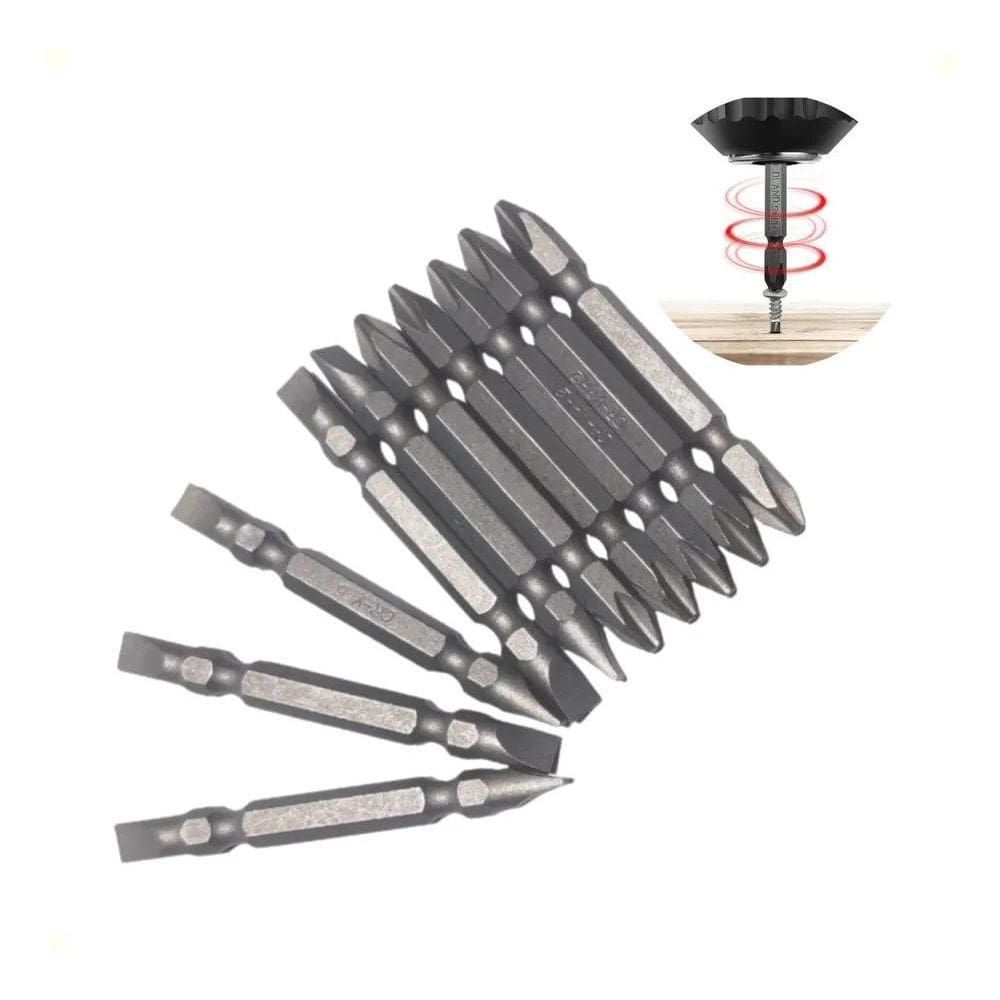 3X Jogo Bits Ponteira Dupla 65Mm Parafusadeira 10Pç Ponta Ím