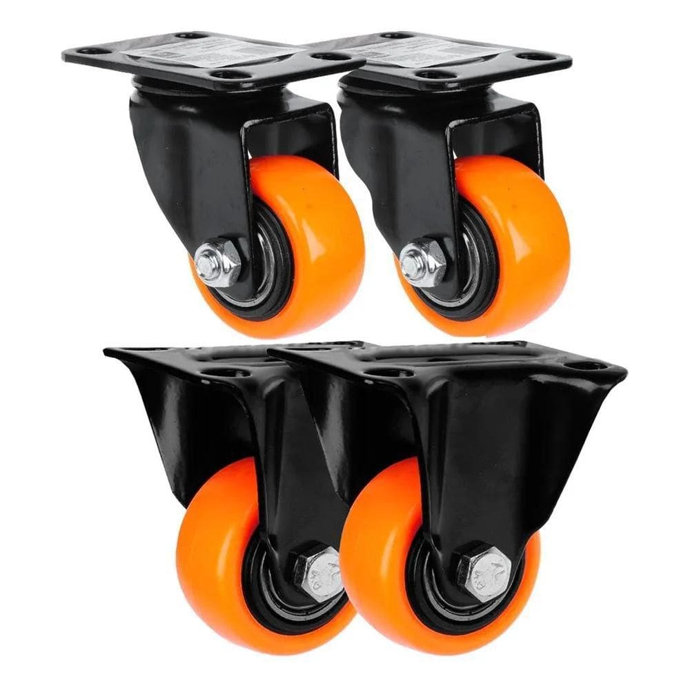 3X Kit 4 Rodas Rodinhas Giratórias Borracha Forte Peso 400Kg
