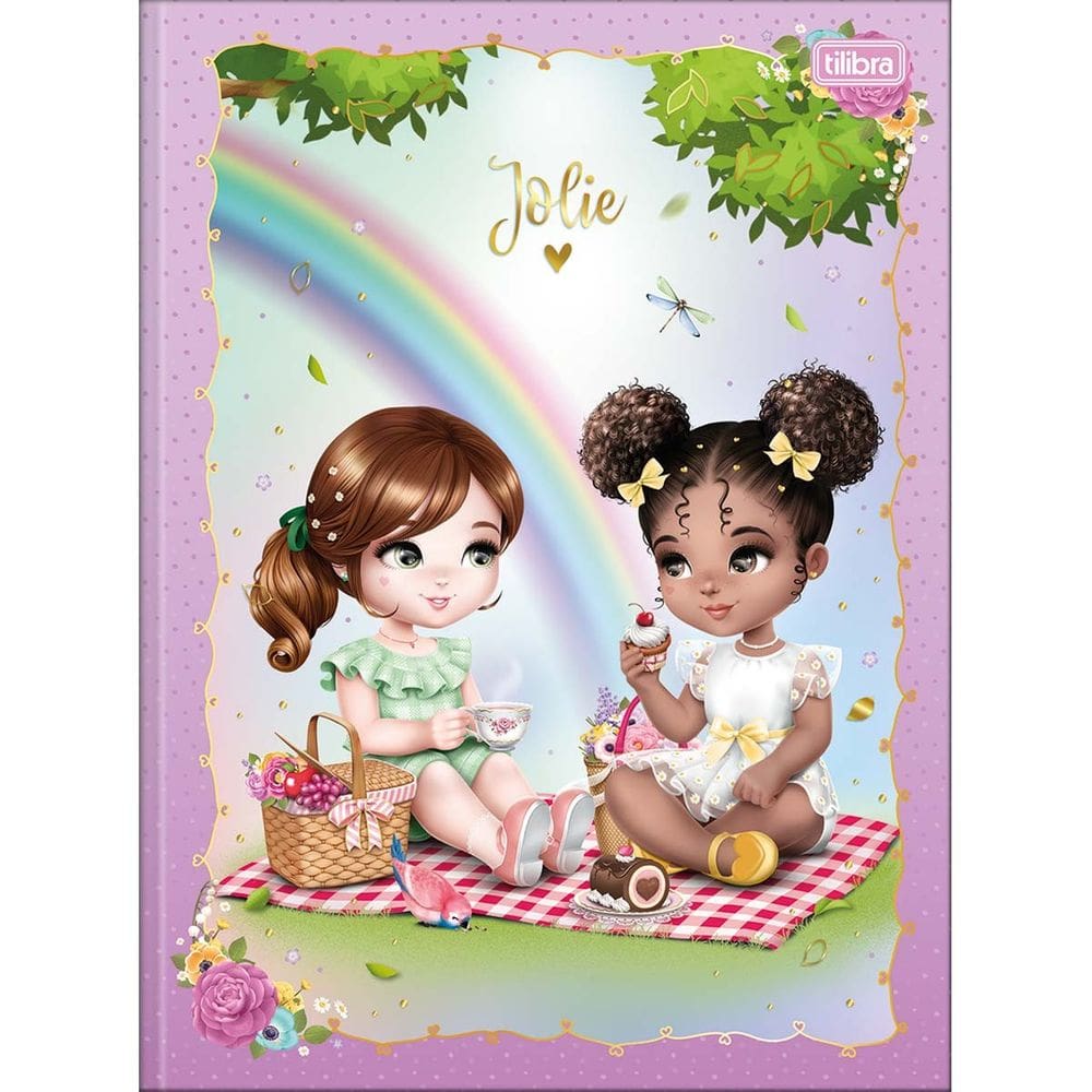 Caderno Brochura (Grande) Universitário Jolie 48 Folhas Costurado Capa Dura - Tilibra | Papelaria | Escolar | Meninas |