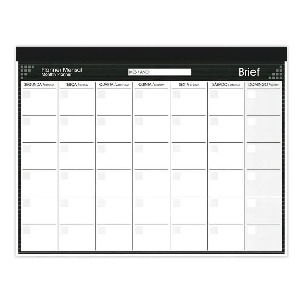 3X Planner Mensal 2025 De Mesa Preto Organização 24 Folhas M