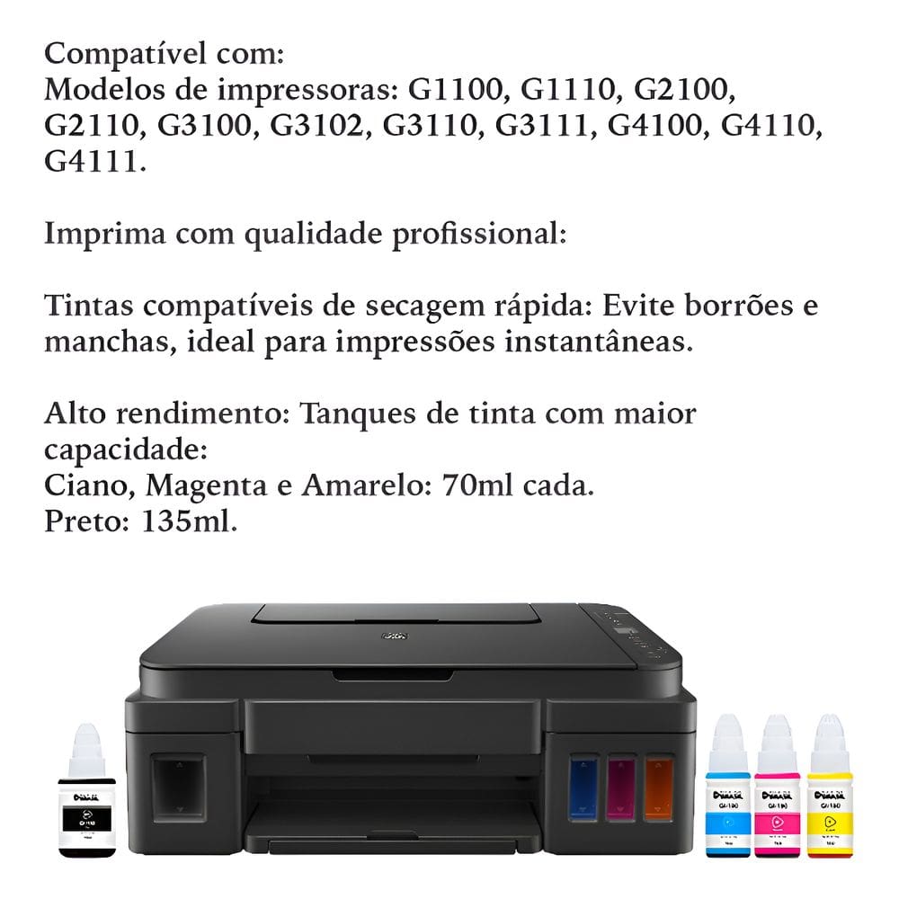 Kit 10 Tintas Para G3110, G3111, G4100 Gi190