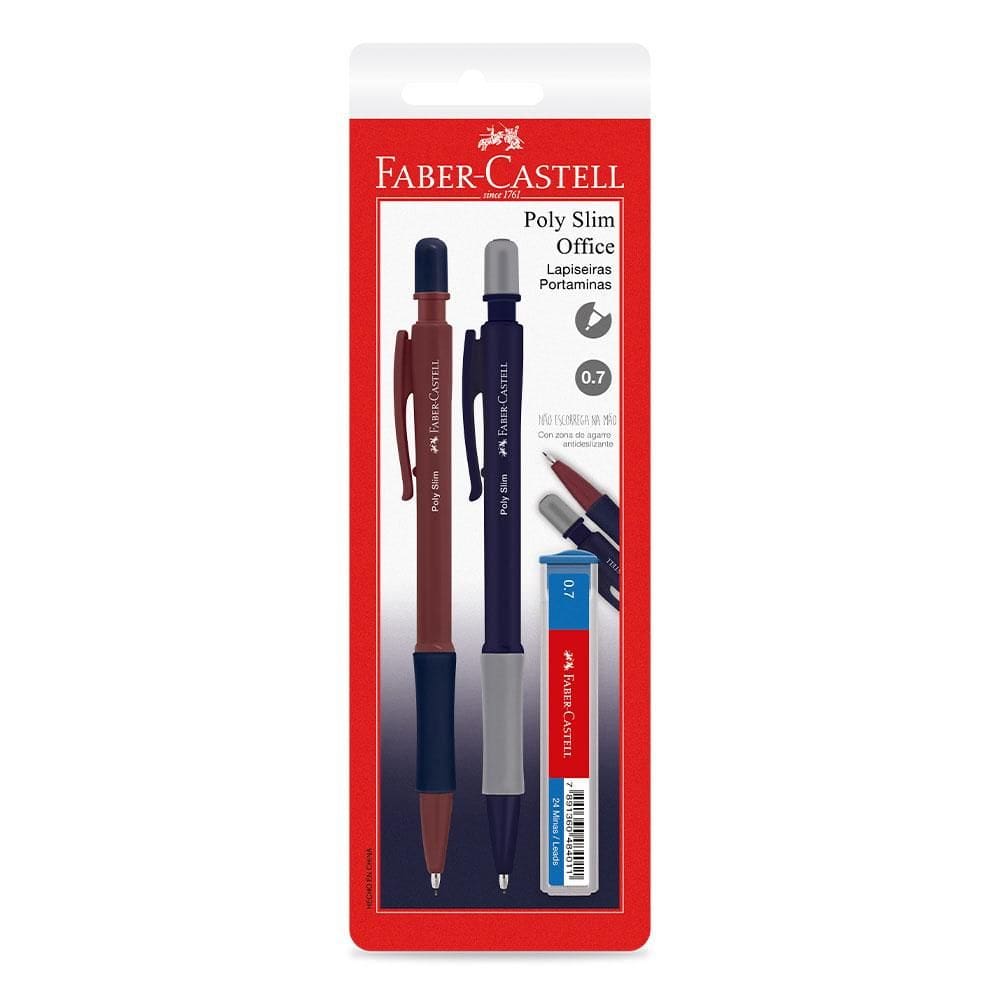 Lapiseira 0.7mm Poly Slim Office AZ/RX 2 unid Faber-Castell