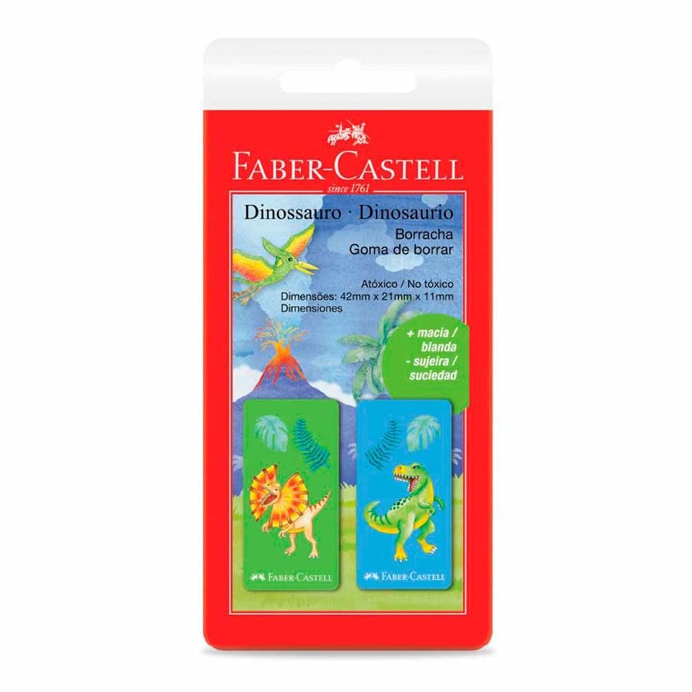 Borracha Dinossauro com 2 unidades - Faber-Castell