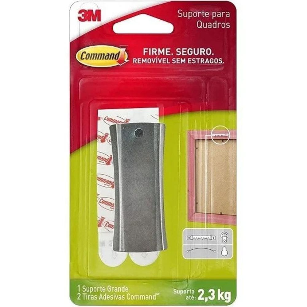 3X Suporte Adesivo Para Quadros Command Aço Grande Ate 2,3Kg