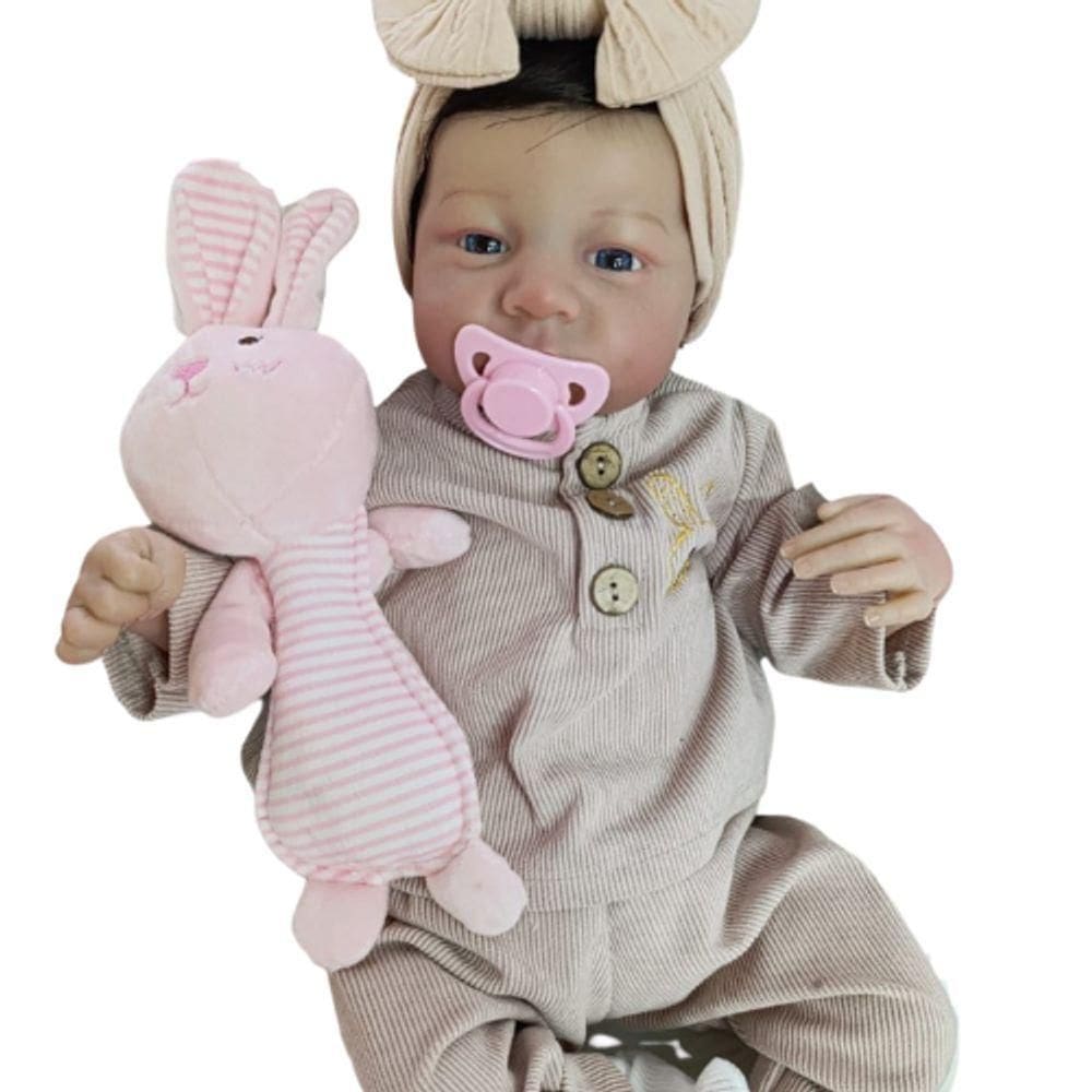 Bebê Reborn Menina Olhos Abertos Cabelo Implantado Fio A Fio Realista