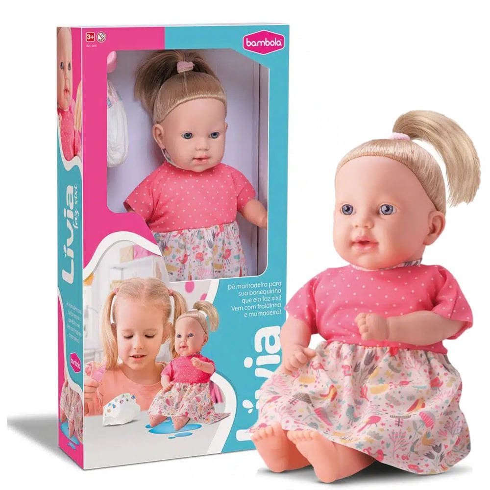 Boneca Bebê Lívia Faz Xixi Coleção Brinquedo Infantil Menina